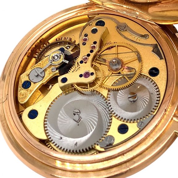 German hunting cased lever watch with seconde morte Circa 1884 German hunting cased lever watch with seconde morte Circa 1884