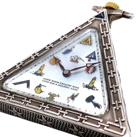Fine Swiss sterling silver Masonic triangle form watch Circa 1900 Fine Swiss sterling silver Masonic triangle form watch Circa 1900