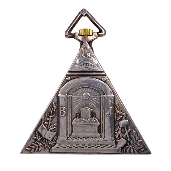 Fine Swiss sterling silver Masonic triangle form watch Circa 1900 Fine Swiss sterling silver Masonic triangle form watch Circa 1900