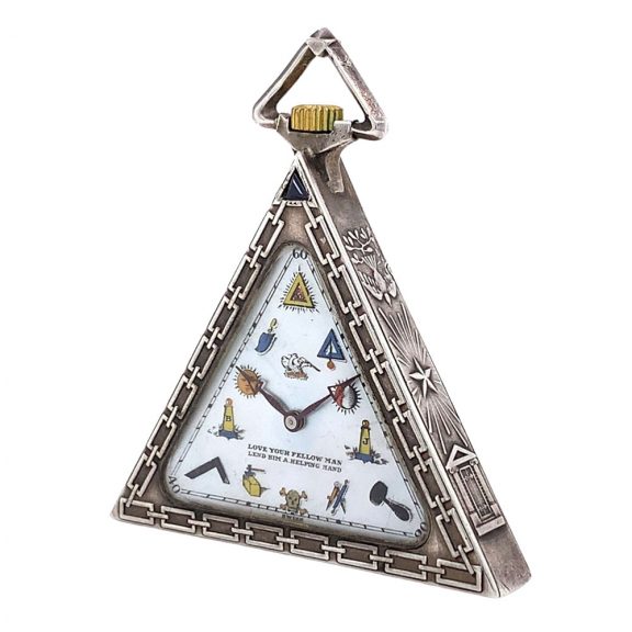 Fine Swiss sterling silver Masonic triangle form watch Circa 1900 Fine Swiss sterling silver Masonic triangle form watch Circa 1900