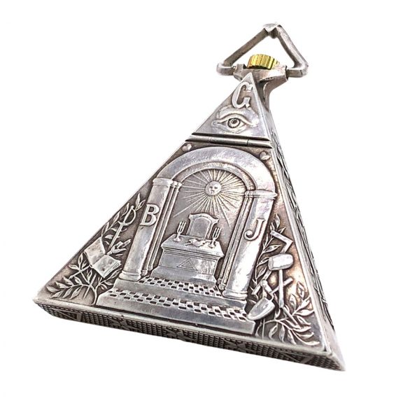 Fine Swiss sterling silver Masonic triangle form watch Circa 1900 Fine Swiss sterling silver Masonic triangle form watch Circa 1900