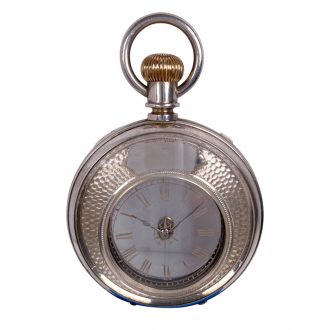 Swiss silver double-dialled cylinder watch Circa 1890