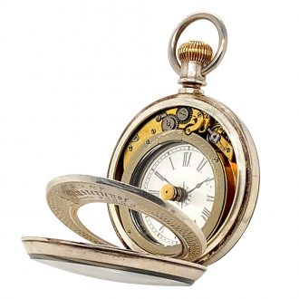 Swiss silver double-dialled cylinder watch Circa 1890