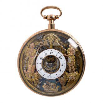 Swiss 18K rose gold quarter repeating automaton Circa 1800