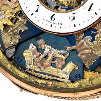 Swiss 18K rose gold quarter repeating automaton Circa 1800