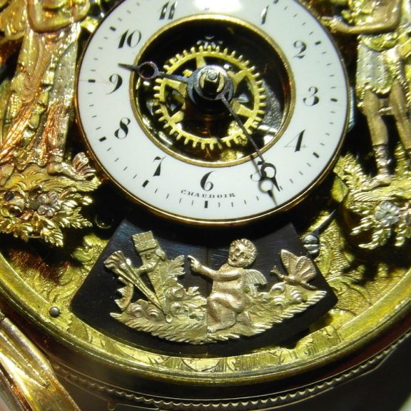 a concealed automaton at 6 o'clock has small sliding doors of blued steel decorated with a chased three-colour gold image of Cupid, the doors open whenever the repeater is activated and the erotic scene comes to life: a couple making love on a Recamier sofa a concealed automaton at 6 o'clock has small sliding doors of blued steel decorated with a chased three-colour gold image of Cupid, the doors open whenever the repeater is activated and the erotic scene comes to life: a couple making love on a Recamier sofa