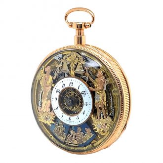 Swiss 18K rose gold quarter repeating automaton Circa 1800