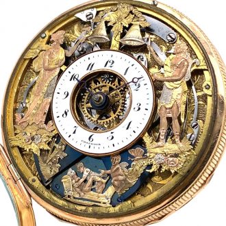 Swiss 18K rose gold quarter repeating automaton Circa 1800