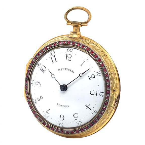 English gilded brass and enamel pair-cased watch Circa 1800 English gilded brass and enamel pair-cased watch Circa 1800