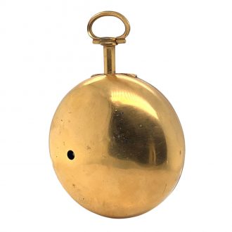 English gilded brass and enamel pair-cased watch Circa 1800