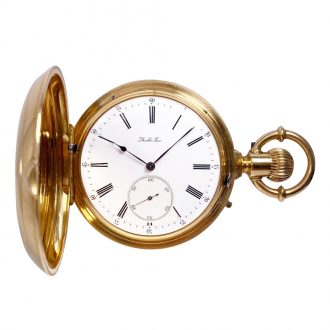 Swiss 18K gold double sided lever watch with calendar Circa 1880