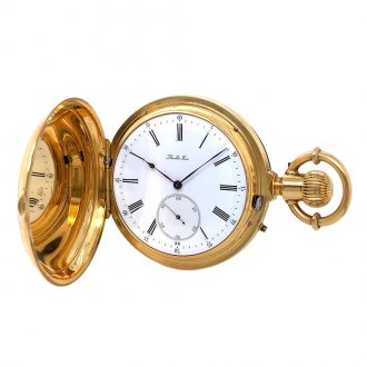 Swiss 18K gold double sided lever watch with calendar Circa 1880