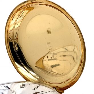 Swiss 18K gold double sided lever watch with calendar Circa 1880