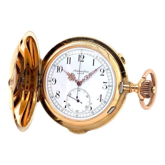 Large Swiss 14 carat gold repeating chronograph Circa 1890 Large Swiss 14 carat gold repeating chronograph Circa 1890
