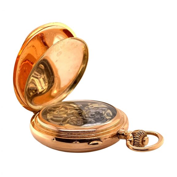 Swiss gold complicated watch for the German market Circa 1900 Swiss gold complicated watch for the German market Circa 1900