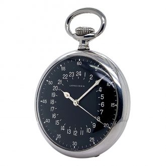 Rare Swiss steel Astro navigation watch with 24h dial Circa 1952