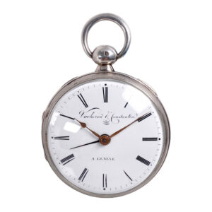 Early Swiss silver verge pocket watch with alarm Circa 1833