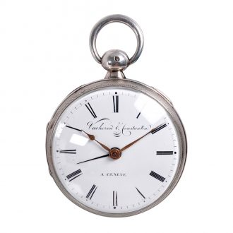 Early Swiss silver verge pocket watch with alarm Circa 1833