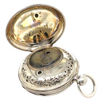 Early Swiss silver verge pocket watch with alarm Circa 1833