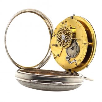 Early Swiss silver verge pocket watch with alarm Circa 1833
