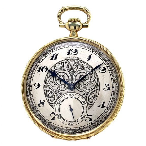 Flat Swiss 18K gold open faced lever dress watch Circa 1922