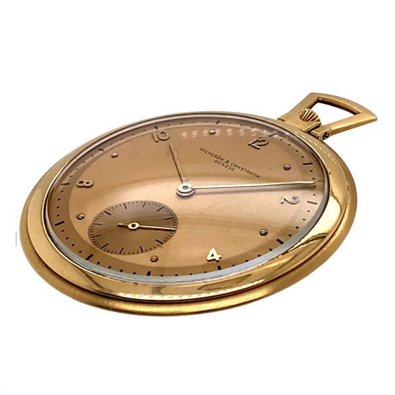 Flat Swiss rose gold open faced lever dress watch Circa 1944 Flat Swiss rose gold open faced lever dress watch Circa 1944