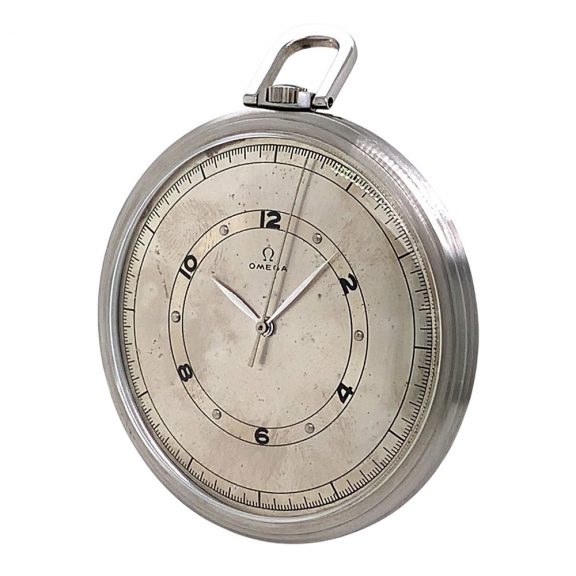Impressive Swiss steel open faced lever dress watch Circa 1947 Impressive Swiss steel open faced lever dress watch Circa 1947