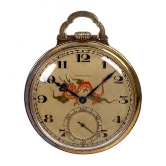 Swiss 14K gold Art Deco Chinoiserie dress watch Circa 1927