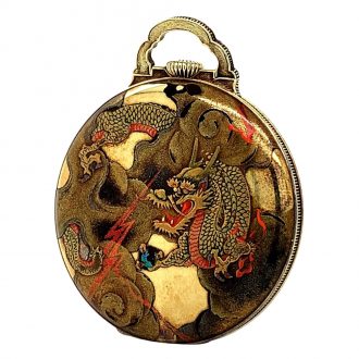Swiss 14 Carat gold Art Deco Chinoiserie dress watch Circa 1927