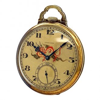 Swiss 14K gold Art Deco Chinoiserie dress watch Circa 1927
