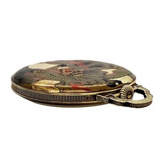 Swiss 14K gold Art Deco Chinoiserie dress watch Circa 1927
