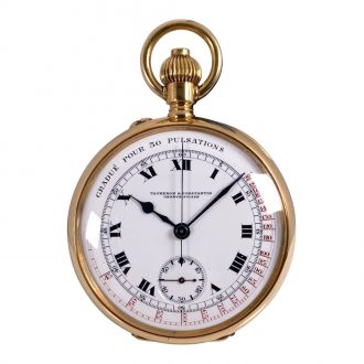 Swiss gold chronograph watch with pulsation scale Circa 1925