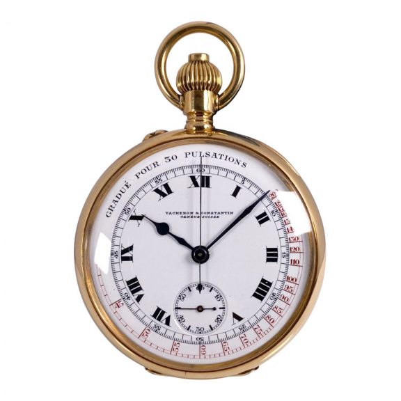 Swiss gold chronograph watch with pulsation scale Circa 1925