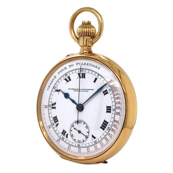 Swiss gold chronograph watch with pulsation scale Circa 1925 Swiss gold chronograph watch with pulsation scale Circa 1925