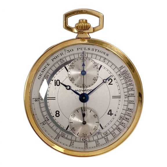 Swiss gold chronograph watch with pulsation scale Circa 1940