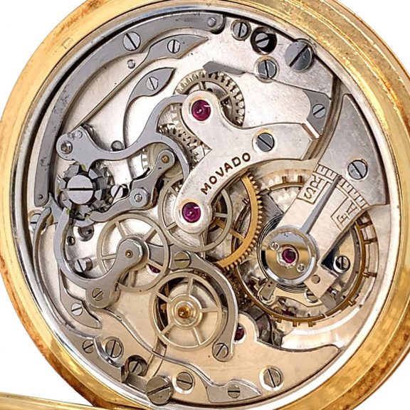 Swiss gold chronograph watch with pulsation scale Circa 1940 Swiss gold chronograph watch with pulsation scale Circa 1940
