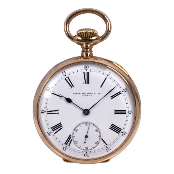 Fine Swiss 14K rose gold open faced pocket watch Circa 1898