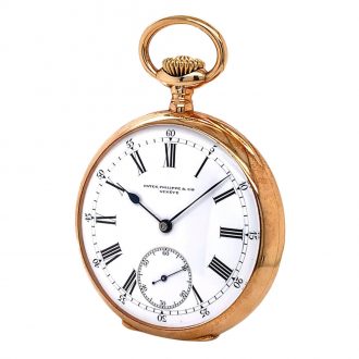 Fine Swiss 14K rose gold open faced pocket watch Circa 1898