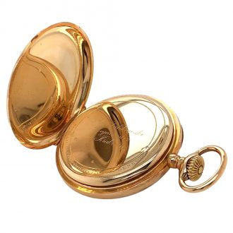 Fine Swiss 14K rose gold open faced pocket watch Circa 1898