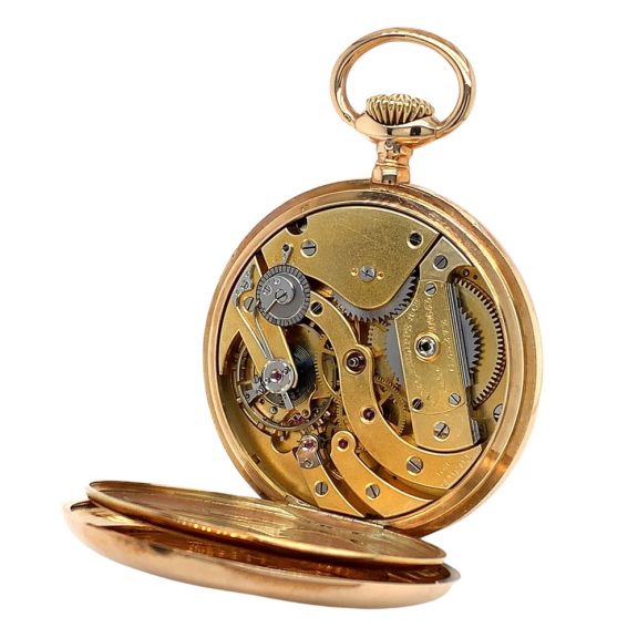 Fine Swiss 14K rose gold open faced pocket watch Circa 1898 Fine Swiss 14K rose gold open faced pocket watch Circa 1898