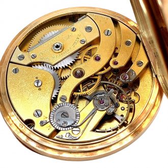 Fine Swiss 14K rose gold open faced pocket watch Circa 1898