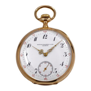 Swiss 14 carat gold open faced lever pocket watch Circa 1909