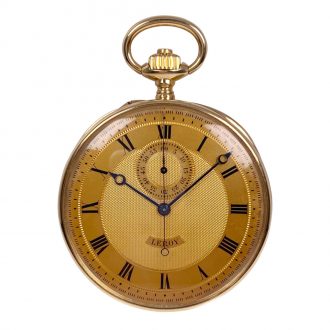 French 18K gold open faced lever chronograph Circa 1910 French 18K gold open faced lever chronograph Circa 1910
