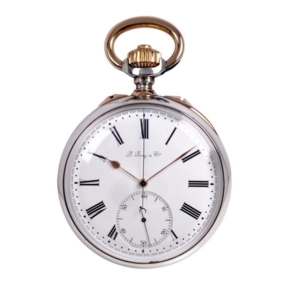 French silver open faced chronograph deck watch Circa 1900