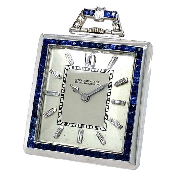 Swiss platinum, sapphire and diamond-set lever watch Circa 1920 Swiss platinum, sapphire and diamond-set lever watch Circa 1920