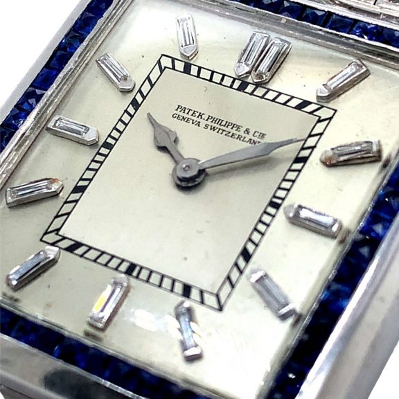 Swiss platinum, sapphire and diamond-set lever watch Circa 1920 Swiss platinum, sapphire and diamond-set lever watch Circa 1920
