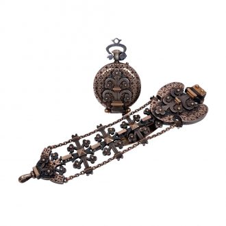 French silver and rose gold historical ensemble Circa 1890