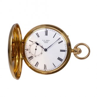 Fine English 18 carat gold hunting cased duplex watch Circa 1860