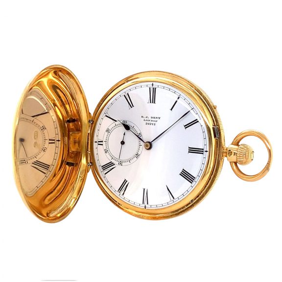 Fine English 18 carat gold hunting cased duplex watch Circa 1860 Fine English 18 carat gold hunting cased duplex watch Circa 1860