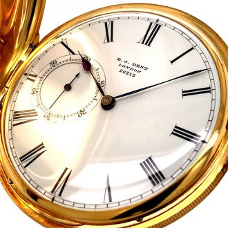 Fine English 18 carat gold hunting cased duplex watch Circa 1860